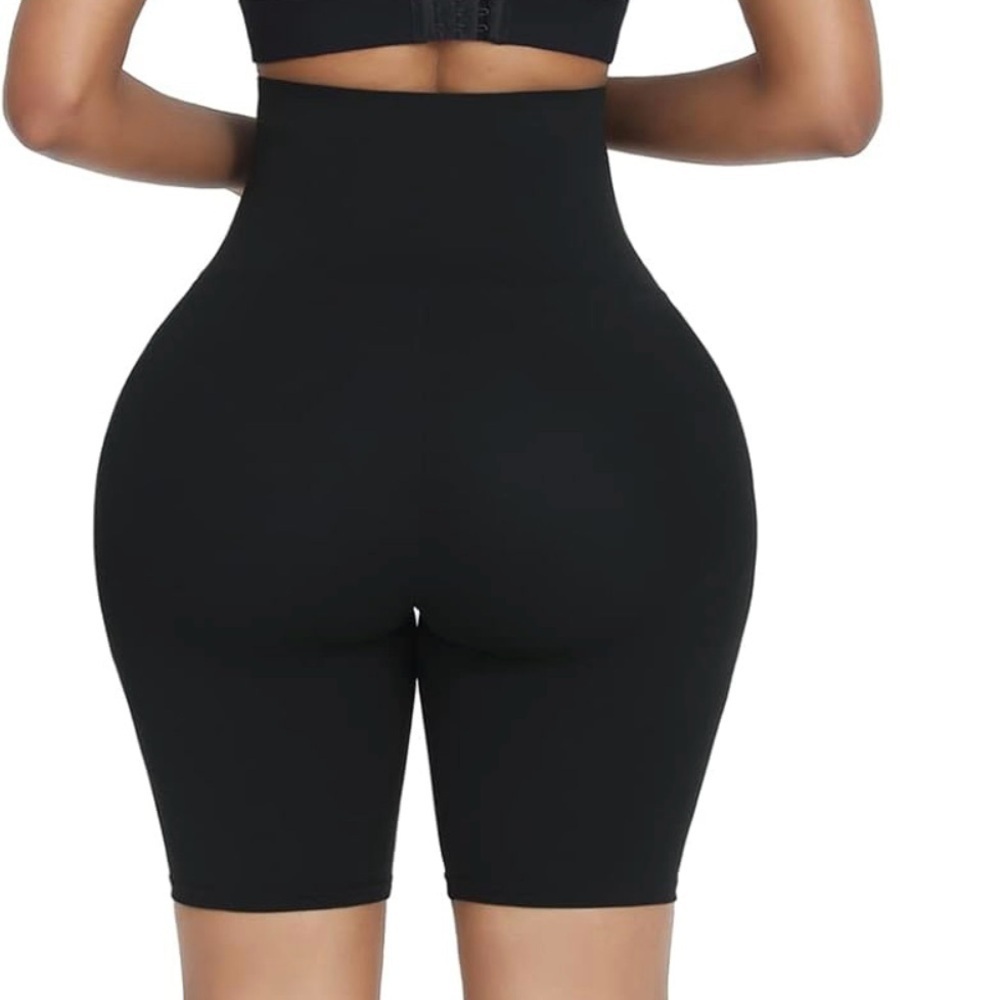 Women's Sauna Black and Blue High-Waist Shorts - Picture 2 of 4